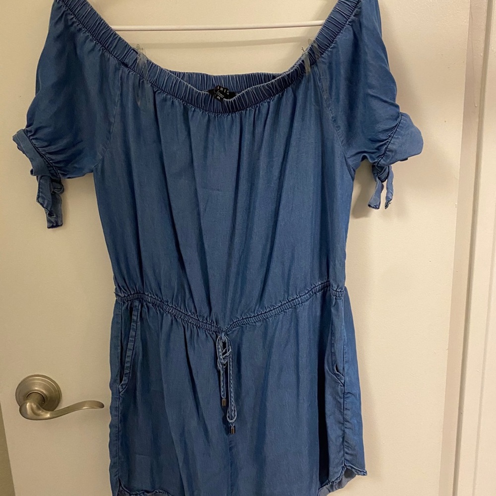 Jean off the shoulder romper